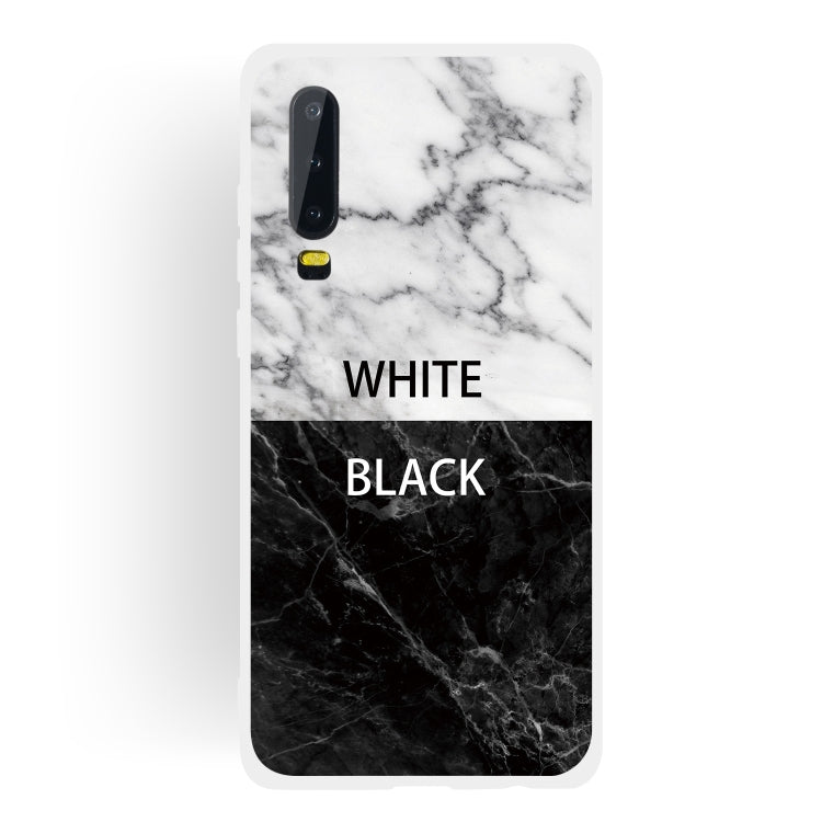 Black and White Text Matte Semi-transparent TPU Marble Mobile Phone Case for Huawei P30