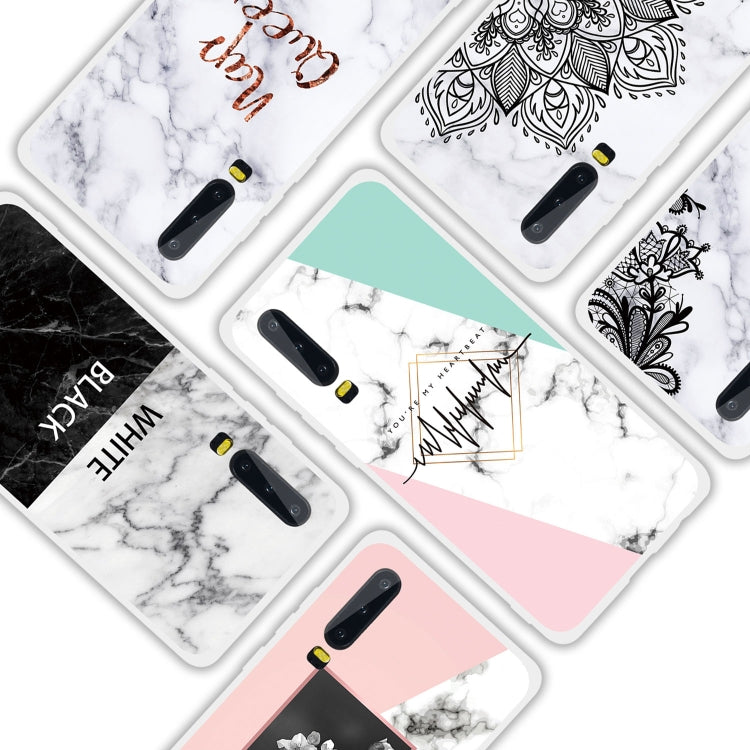 Black and White Text Matte Semi-transparent TPU Marble Mobile Phone Case for Huawei P30