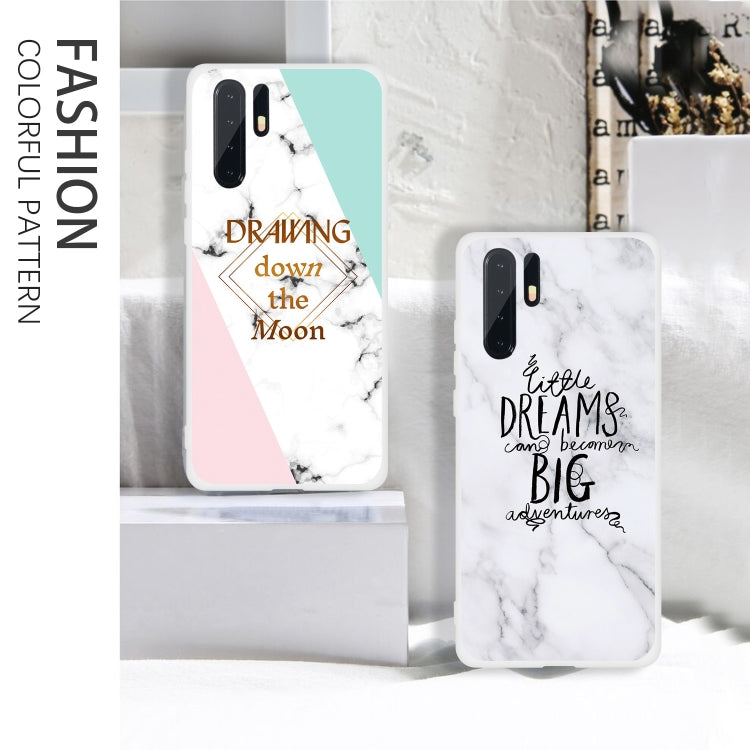 Half Flower Frosted Matte Semi-transparent TPU Marble Phone Case for Huawei P30 Pro