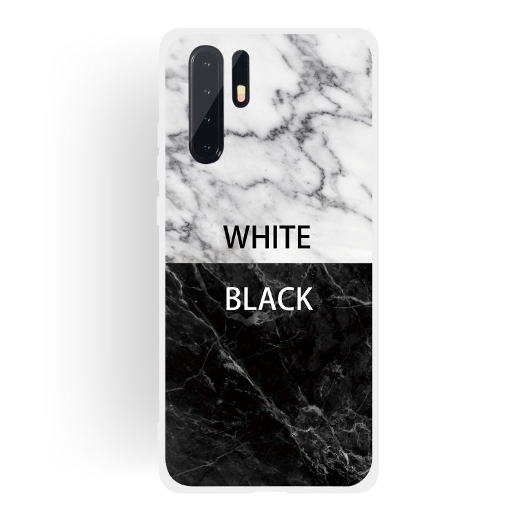 Black and White Text Matte Semi-transparent TPU Marble Case for Huawei P30 Pro