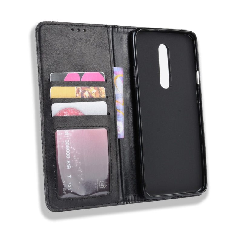 Magnetic Buckle Retro Crazy Horse Texture Horizontal Flip Leather Case for OnePlus 7 Pro, with Holder & Card Slots & Photo Frame