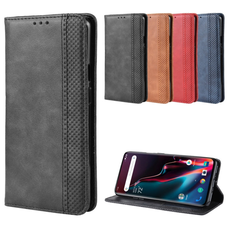 Magnetic Buckle Retro Crazy Horse Texture Horizontal Flip Leather Case for OnePlus 7 Pro, with Holder & Card Slots & Photo Frame
