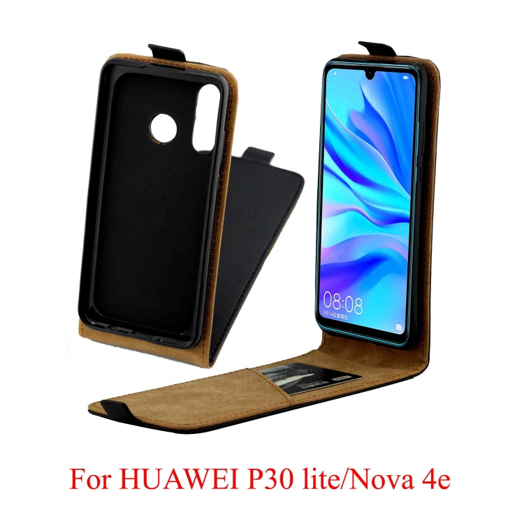 Business Style Vertical Flip TPU Leather Case with Card Slot for Huawei P30 Lite / Nova 4e(Black)