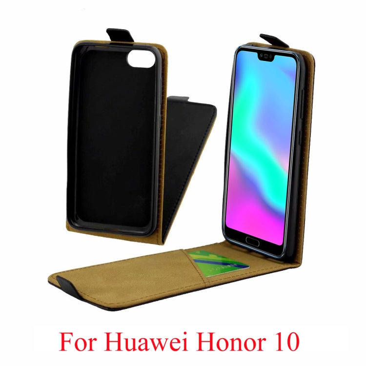 Business Style Vertical Flip TPU Leather Case with Card Slot for Huawei Honor 10(Black)