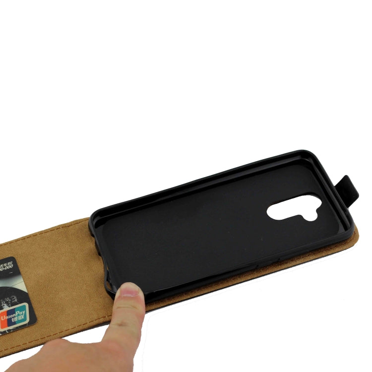 Business Style Vertical Flip TPU Leather Case with Card Slot for Huawei Mate 20 Lite / Maimang 7(Black)