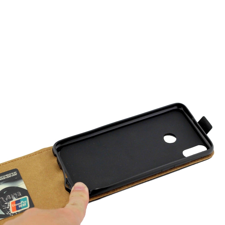 Business Style Vertical Flip TPU Leather Case with Card Slot for Huawei Honor 8X(Black)