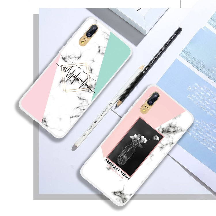 Dreamcatcher Text Semi-transparent TPU Marble Phone Case for Huawei P20 Lite