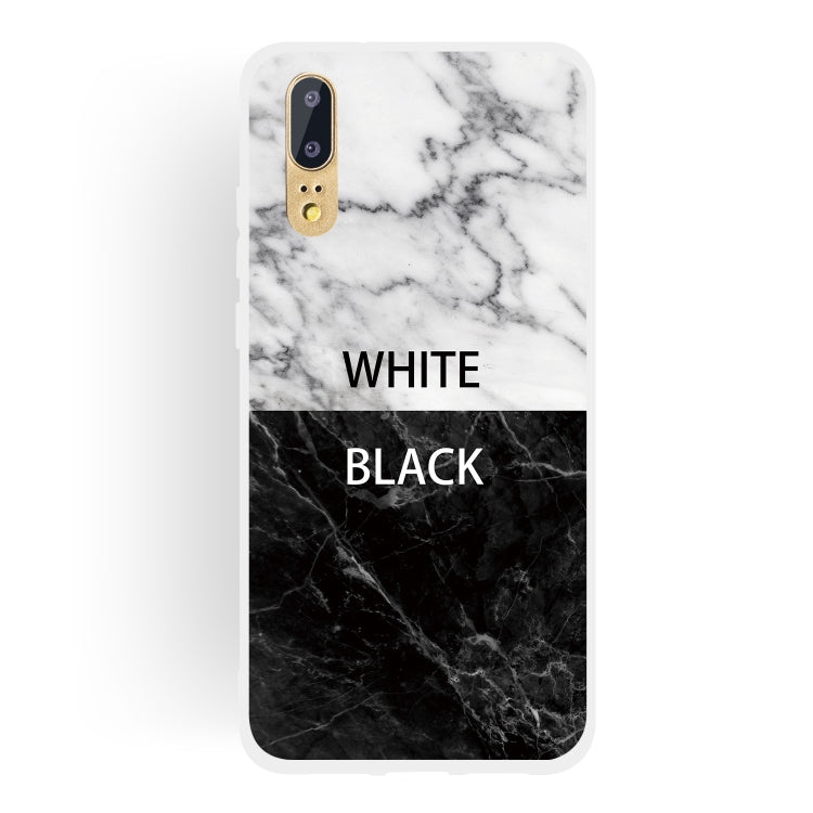 Black and White Text Matte Semi-transparent TPU Marble Phone Case for Huawei P20 Lite