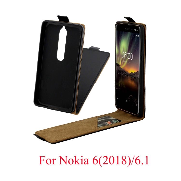 Business Style Vertical Flip TPU Leather Case with Card Slot for Nokia 6.1 / 6 (2018)(Black)