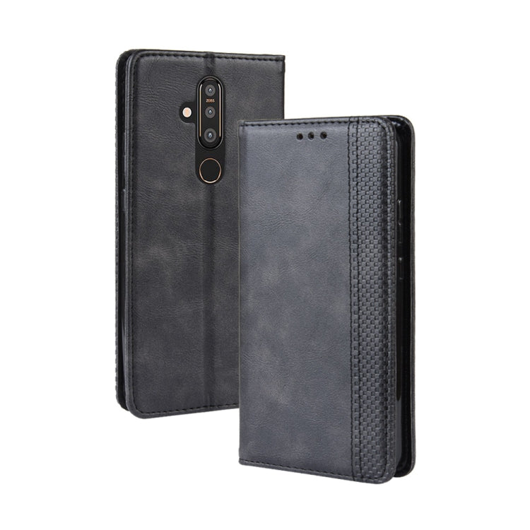 Magnetic Buckle Retro Crazy Horse Texture Horizontal Flip Leather Case for Nokia X71 / 8.1 Plus, with Holder & Card Slots & Photo Frame