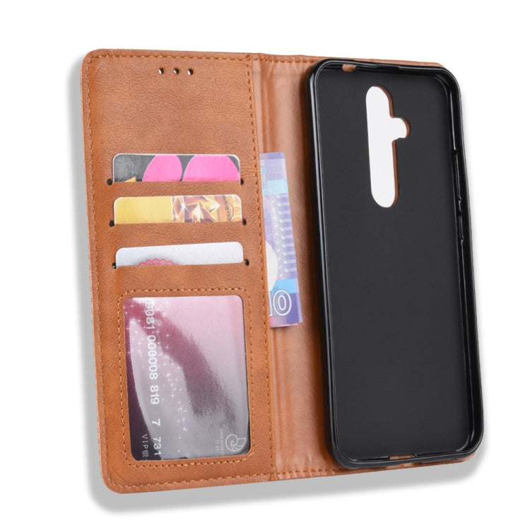 Magnetic Buckle Retro Crazy Horse Texture Horizontal Flip Leather Case for Nokia X71 / 8.1 Plus, with Holder & Card Slots & Photo Frame