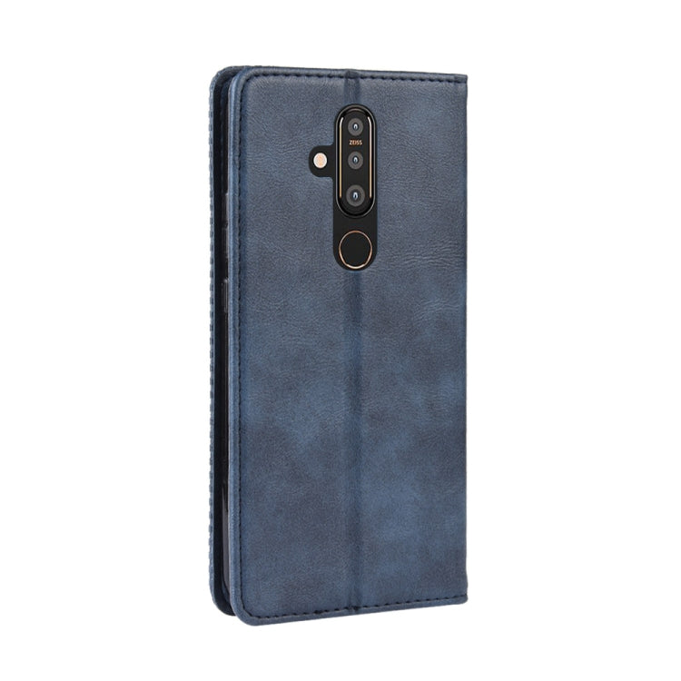 Magnetic Buckle Retro Crazy Horse Texture Horizontal Flip Leather Case for Nokia X71 / 8.1 Plus, with Holder & Card Slots & Photo Frame