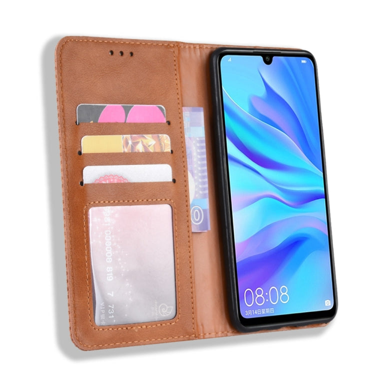 Magnetic Buckle Retro Crazy Horse Texture Horizontal Flip Leather Case for Huawei Enjoy 9s (P Smart+ 2019) , with Holder & Card Slots & Photo Frame