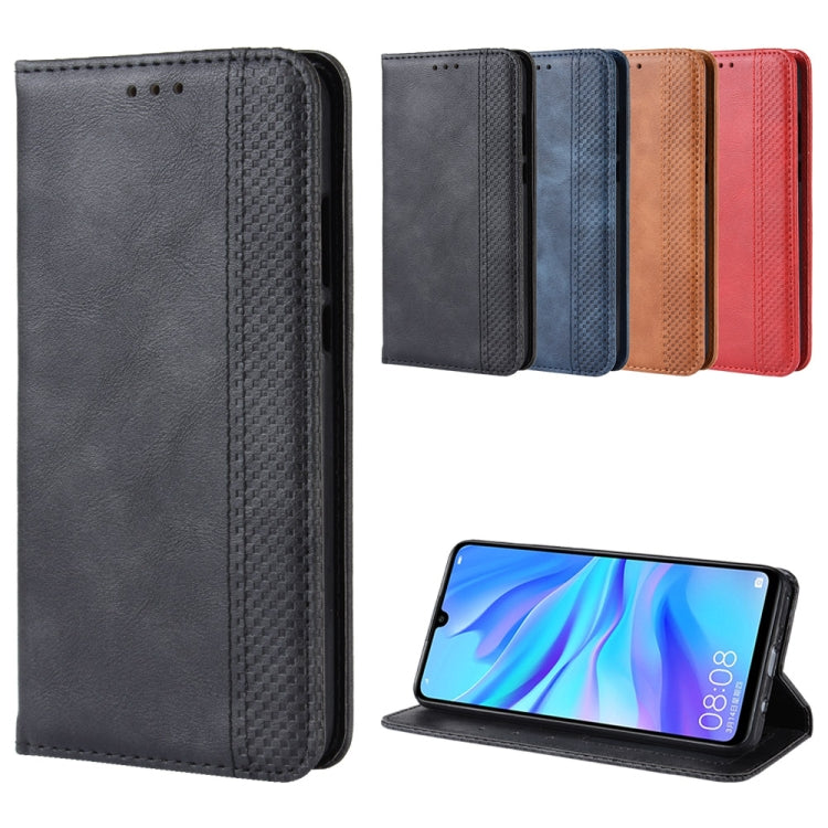 Magnetic Buckle Retro Crazy Horse Texture Horizontal Flip Leather Case for Huawei Enjoy 9s (P Smart+ 2019) , with Holder & Card Slots & Photo Frame