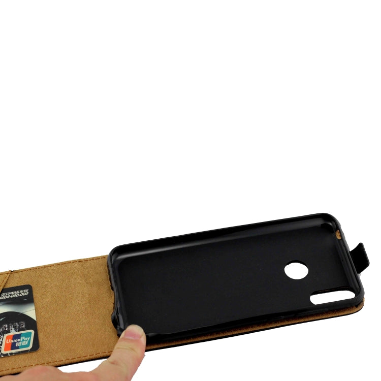 Business Style Vertical Flip TPU Leather Case with Card Slot for Huawei Honor 8C(Black)