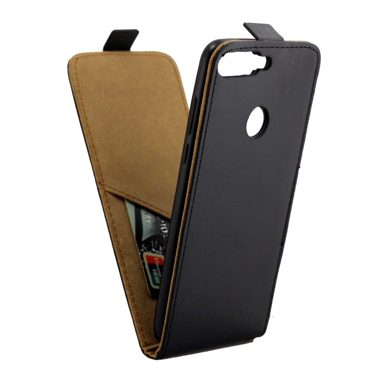 Business Style Vertical Flip TPU Leather Case with Card Slot for Huawei Honor 7C/Enjoy 8(Black)