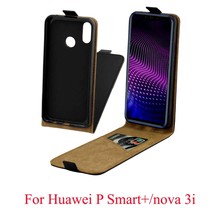 Business Style Vertical Flip TPU Leather Case with Card Slot for Huawei P Smart+/nova 3i/(Black)