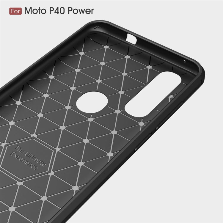 Brushed Texture Carbon Fiber TPU Case for Motorola MOTO P40 Power(Red)