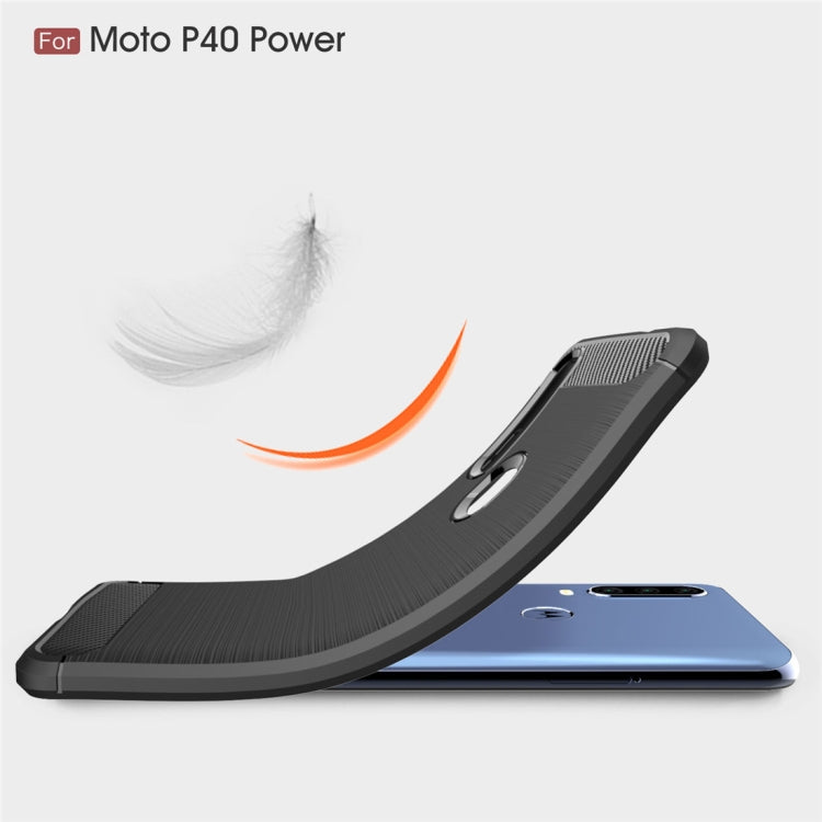 Brushed Texture Carbon Fiber TPU Case for Motorola MOTO P40 Power(Red)