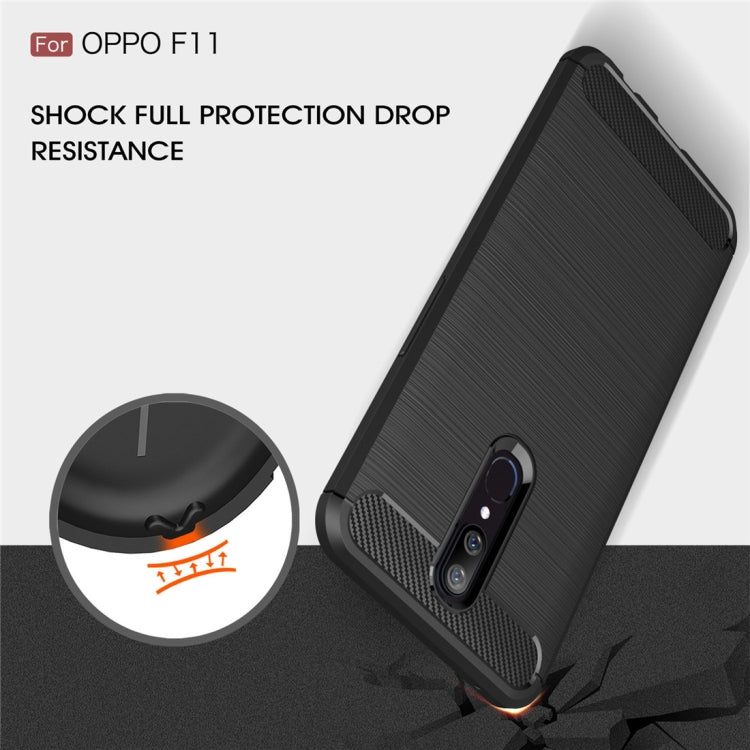 Brushed Texture Carbon Fiber TPU Case for OPPO F11(Black)