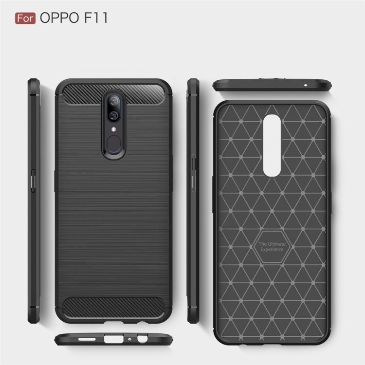 Brushed Texture Carbon Fiber TPU Case for OPPO F11(Black)