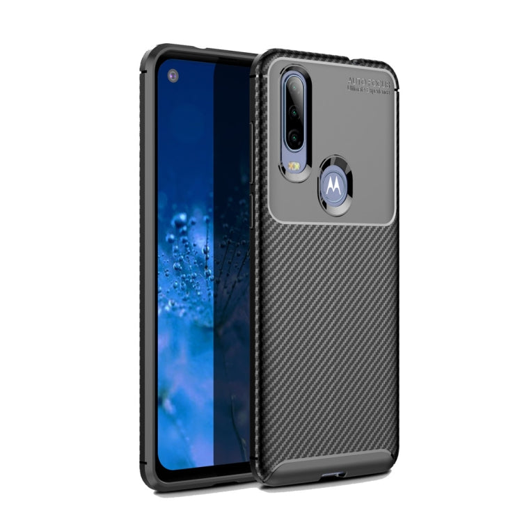 Beetle Series Carbon Fiber Texture Shockproof TPU Case for Motorola MOTO P40 Power