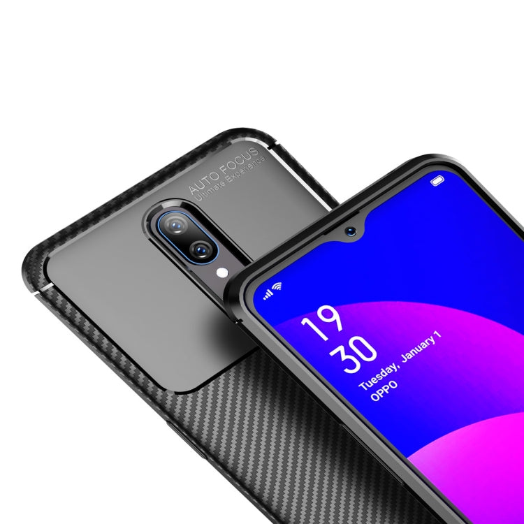 Beetle Series Carbon Fiber Texture Shockproof TPU Case for OPPO F11(Brown)