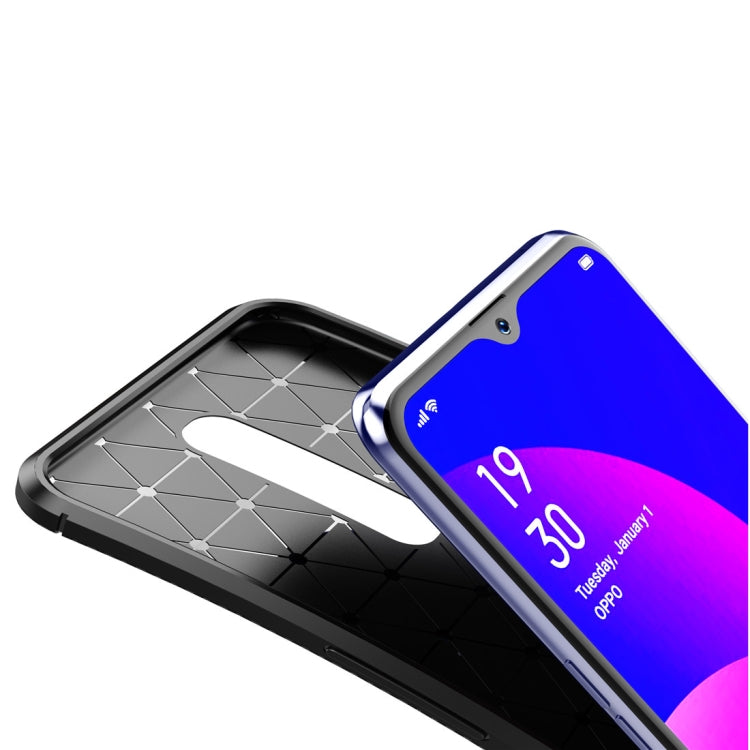 Beetle Series Carbon Fiber Texture Shockproof TPU Case for OPPO F11(Brown)