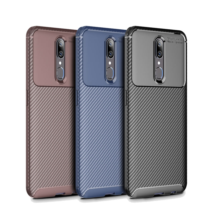 Beetle Series Carbon Fiber Texture Shockproof TPU Case for OPPO F11(Brown)