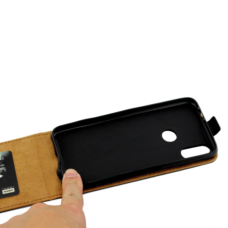 Business Style Vertical Flip TPU Leather Case with Card Slot for Xiaomi Redmi Note 7(Black)