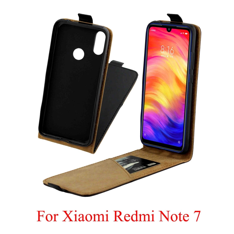 Business Style Vertical Flip TPU Leather Case with Card Slot for Xiaomi Redmi Note 7(Black)