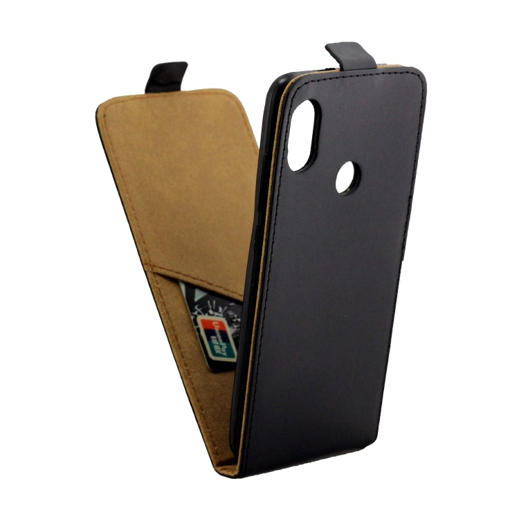 Vertical Flip TPU Leather Case with Card Slot for Xiaomi Redmi Note 5 Pro(Black)