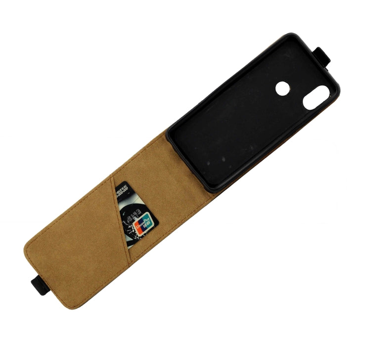 Vertical Flip TPU Leather Case with Card Slot for Xiaomi Redmi Note 5 Pro(Black)