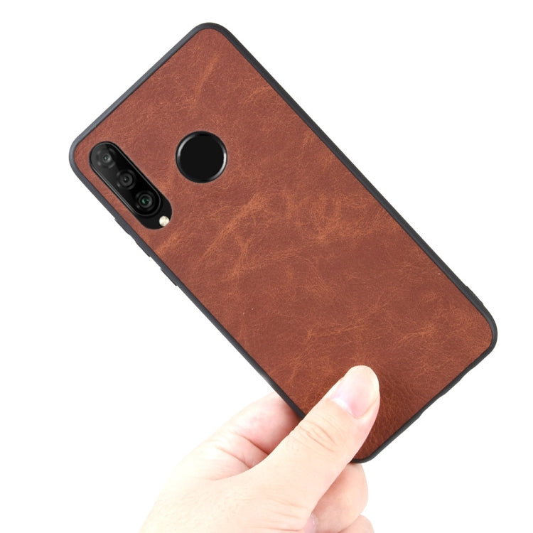 Shockproof Sheep Skin PC + PU + TPU Case for Huawei P30 Lite/Nova 4e(Blue)