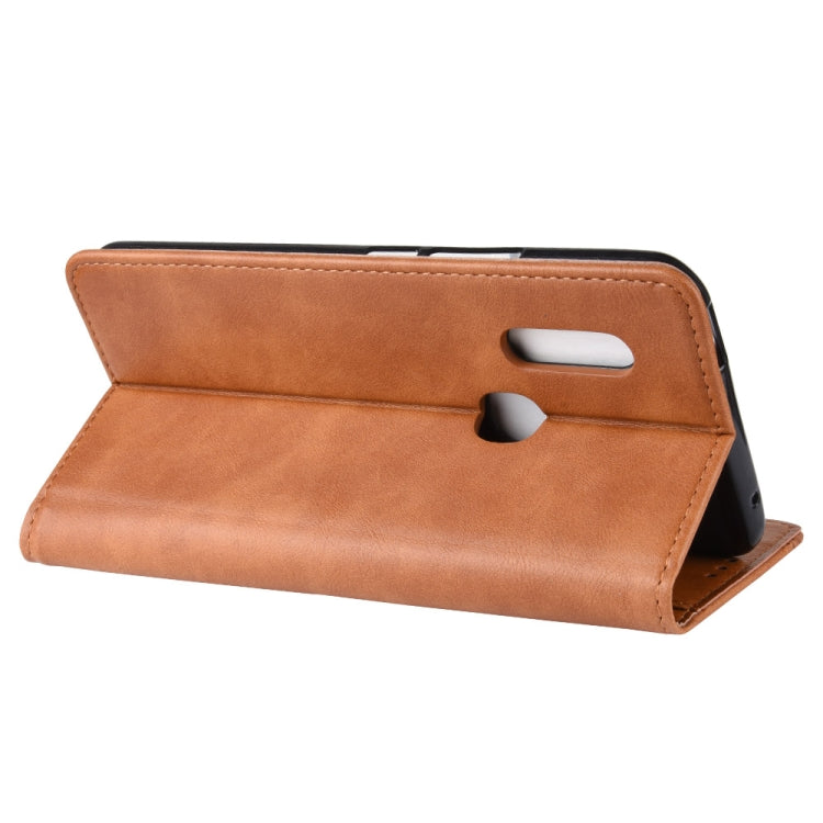 Magnetic Buckle Retro Crazy Horse Texture Horizontal Flip Leather Case for Vivo V15, with Holder & Card Slots & Photo Frame