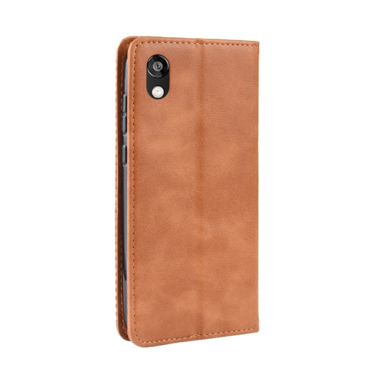 Magnetic Buckle Retro Crazy Horse Texture Horizontal Flip Leather Case for Huawei Y5 (2019), with Holder & Card Slots & Photo Frame