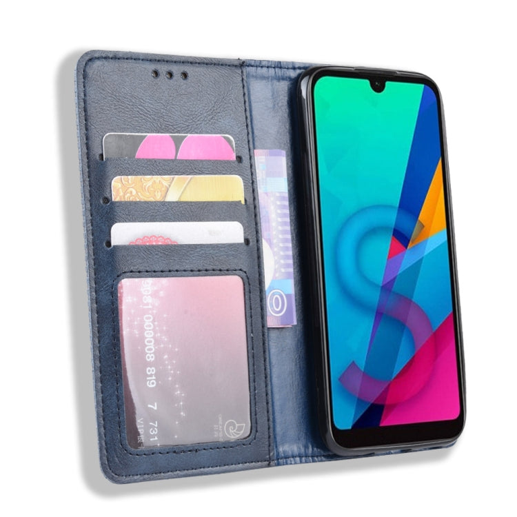 Magnetic Buckle Retro Crazy Horse Texture Horizontal Flip Leather Case for Huawei Y5 (2019), with Holder & Card Slots & Photo Frame