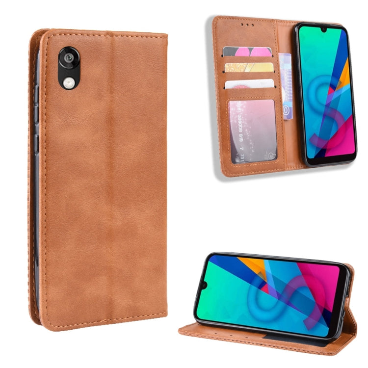 Magnetic Buckle Retro Crazy Horse Texture Horizontal Flip Leather Case for Huawei Honor 8S, with Holder & Card Slots & Photo Frame