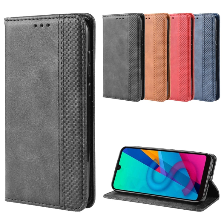 Magnetic Buckle Retro Crazy Horse Texture Horizontal Flip Leather Case for Huawei Honor 8S, with Holder & Card Slots & Photo Frame