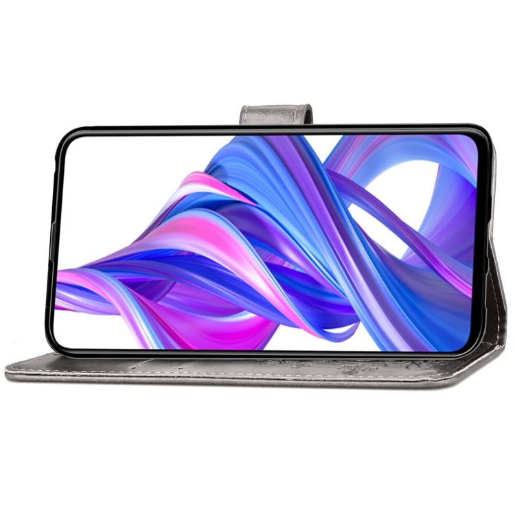 Lucky Clover Pressed Flowers Pattern Leather Case for Huawei Honor 9X , with Holder & Card Slots & Wallet & Hand Strap