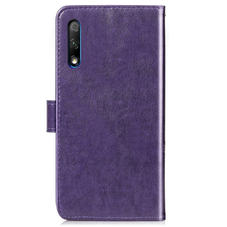 Lucky Clover Pressed Flowers Pattern Leather Case for Huawei Honor 9X , with Holder & Card Slots & Wallet & Hand Strap