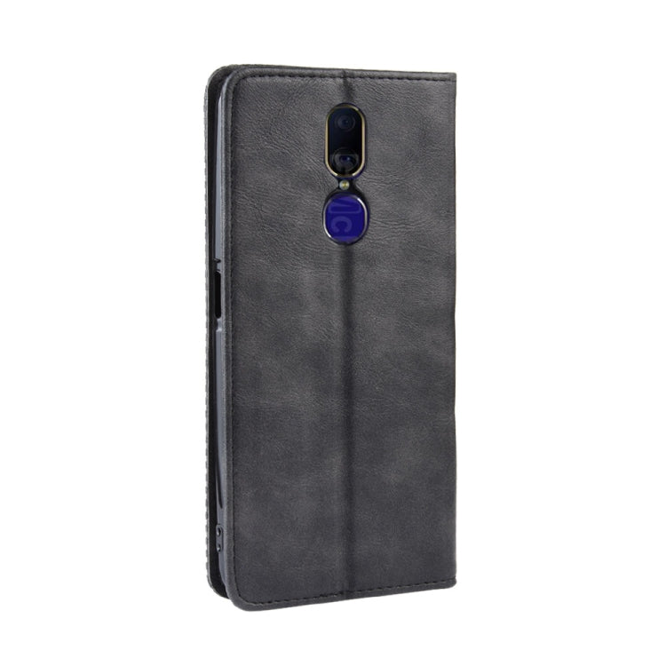 Magnetic Buckle Retro Crazy Horse Texture Horizontal Flip Leather Case for Oppo F11 , with Holder & Card Slots & Photo Frame