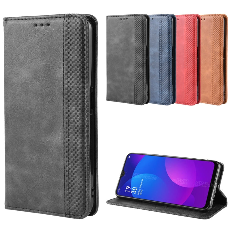 Magnetic Buckle Retro Crazy Horse Texture Horizontal Flip Leather Case for Oppo F11 , with Holder & Card Slots & Photo Frame