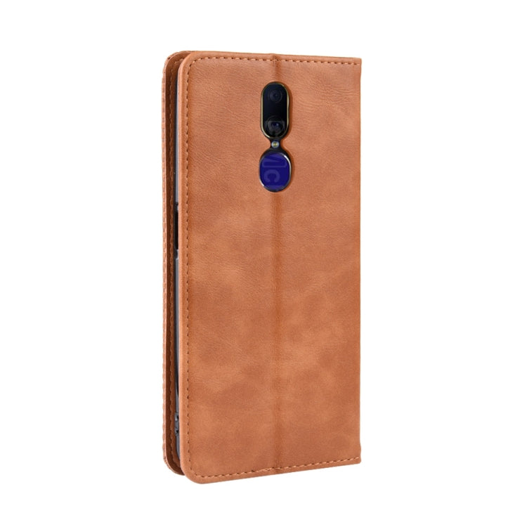 Magnetic Buckle Retro Crazy Horse Texture Horizontal Flip Leather Case for Oppo F11 , with Holder & Card Slots & Photo Frame