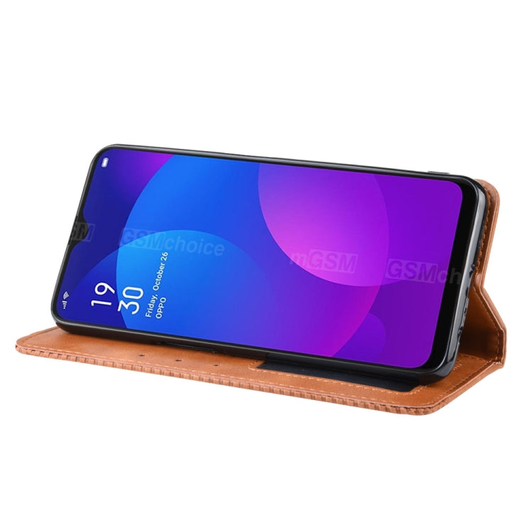 Magnetic Buckle Retro Crazy Horse Texture Horizontal Flip Leather Case for Oppo F11 , with Holder & Card Slots & Photo Frame