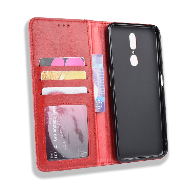 Magnetic Buckle Retro Crazy Horse Texture Horizontal Flip Leather Case for Oppo F11 , with Holder & Card Slots & Photo Frame