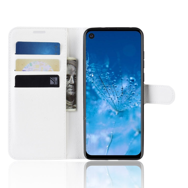 Litchi Skin PU Leather Wallet Stand Mobile Casing for Motorola Moto P40 Power