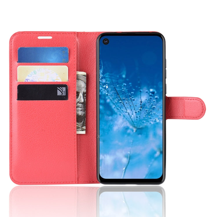 Litchi Skin PU Leather Wallet Stand Mobile Casing for Motorola Moto P40 Power