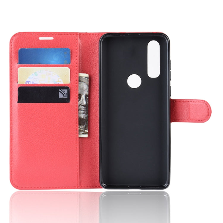 Litchi Skin PU Leather Wallet Stand Mobile Casing for Motorola Moto P40 Power
