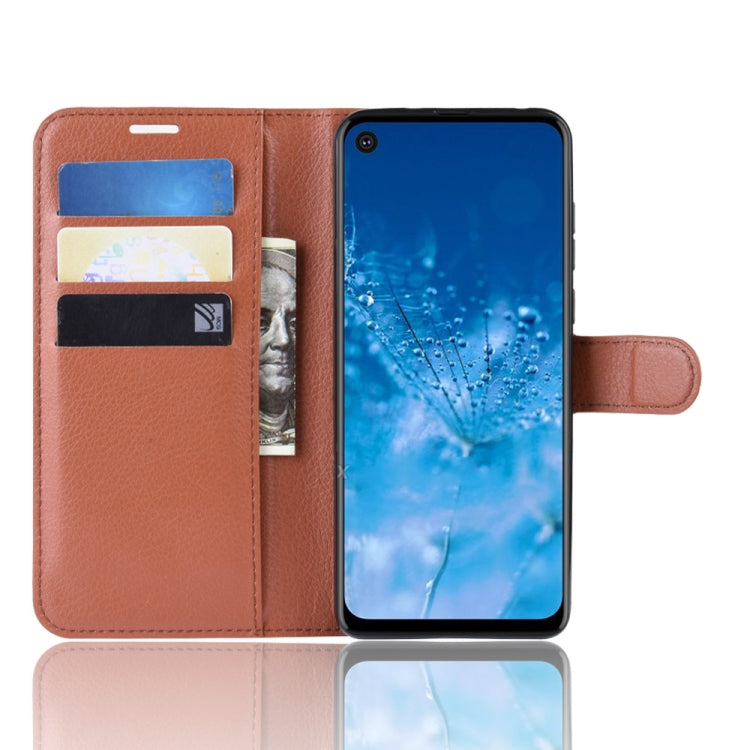 Litchi Skin PU Leather Wallet Stand Mobile Casing for Motorola Moto P40 Power
